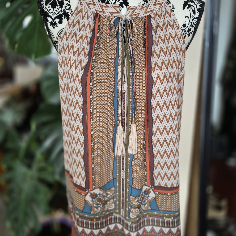 Rose & Olive Multicolor Zigzag Pattern Top